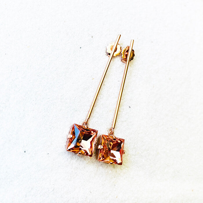 rose gold dangle earrings with light rose Swarovski