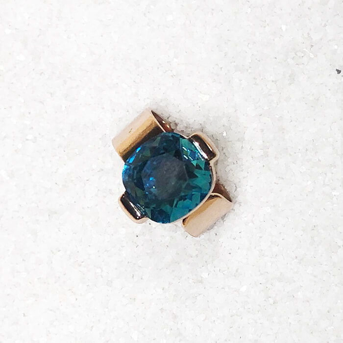 indicolite swarovski crystal ring with adjustable rose gold band