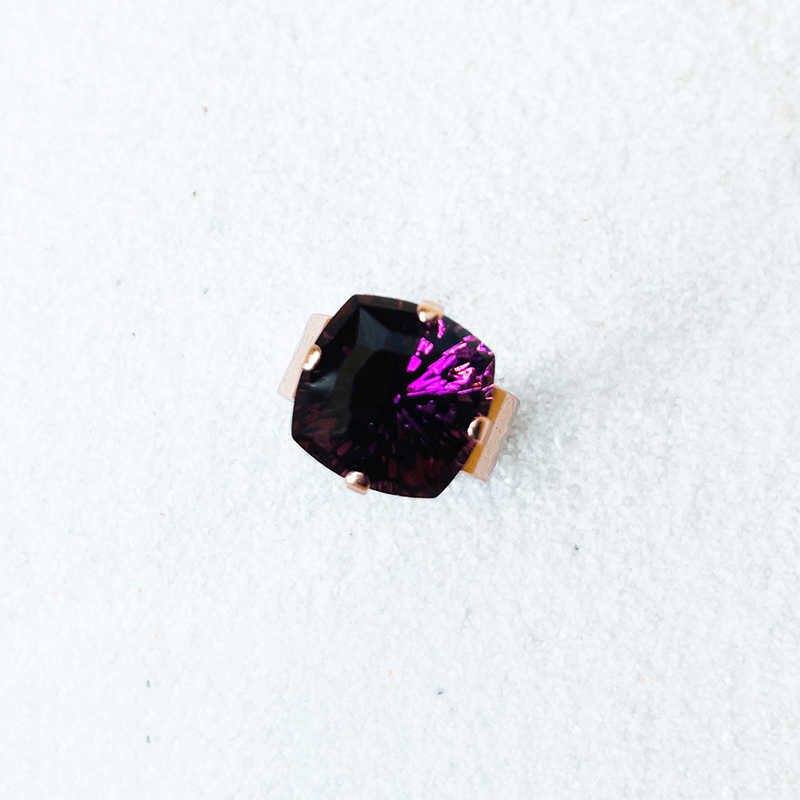 Amethyst Swarovski Ring, adjustable ring.  top view