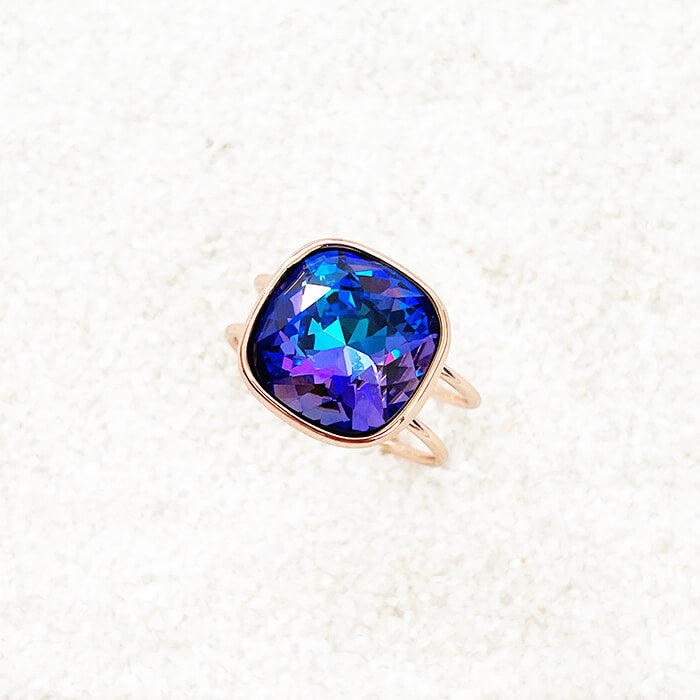 purple Swarovski ring top view