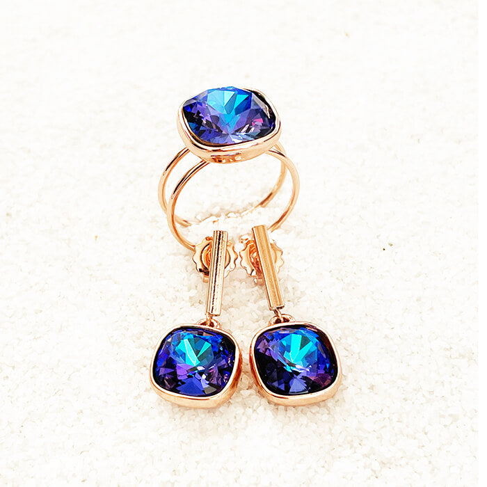 Purple Swarovski Earrings | Rose Gold Drop Earrings | Eloise