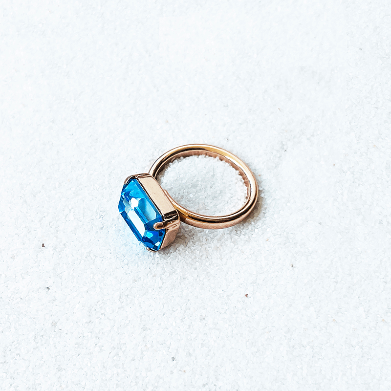 Swarovski Blue Ring, adjustable. top view