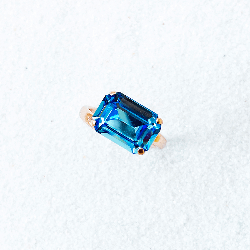 Swarovski Blue Ring, adjustable. top view