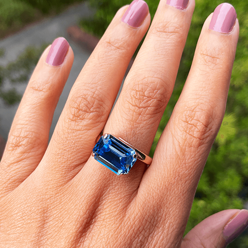 Swarovski Blue Ring, adjustable. as worn