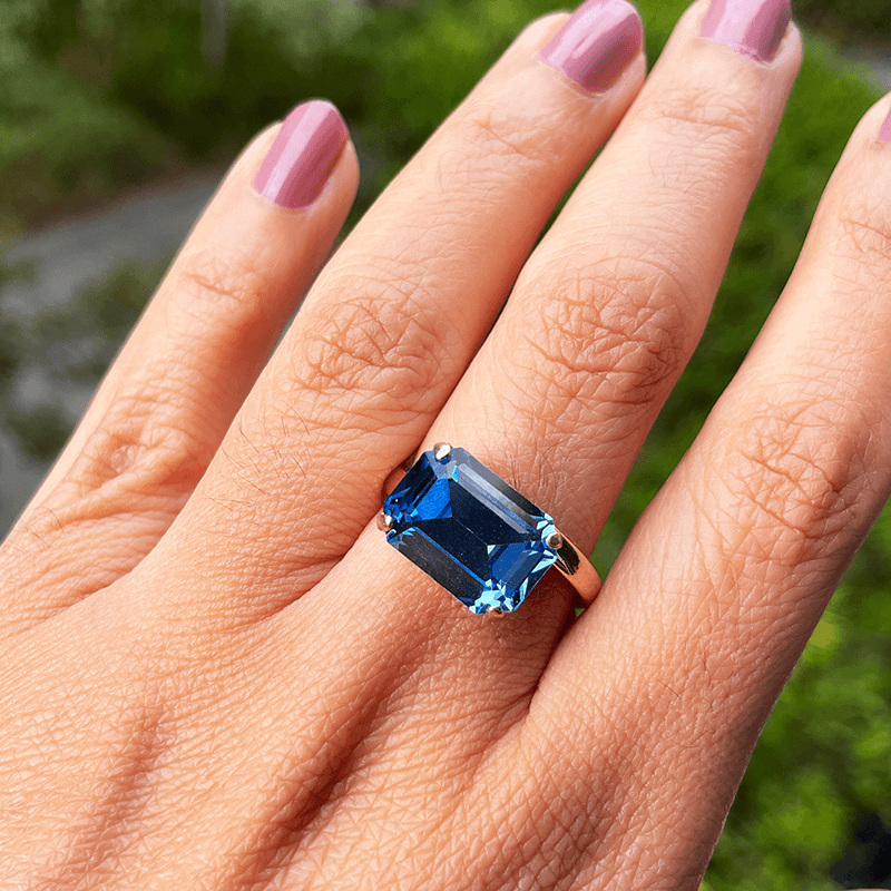 Swarovski Blue Ring, adjustable. As worn. 