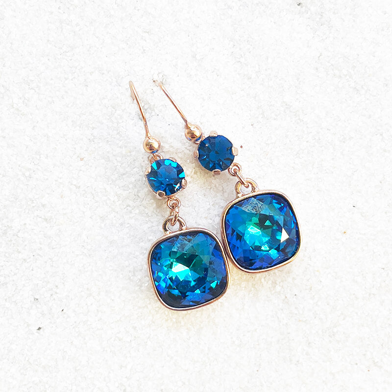 Swarovski dangle earrings rose gold finish