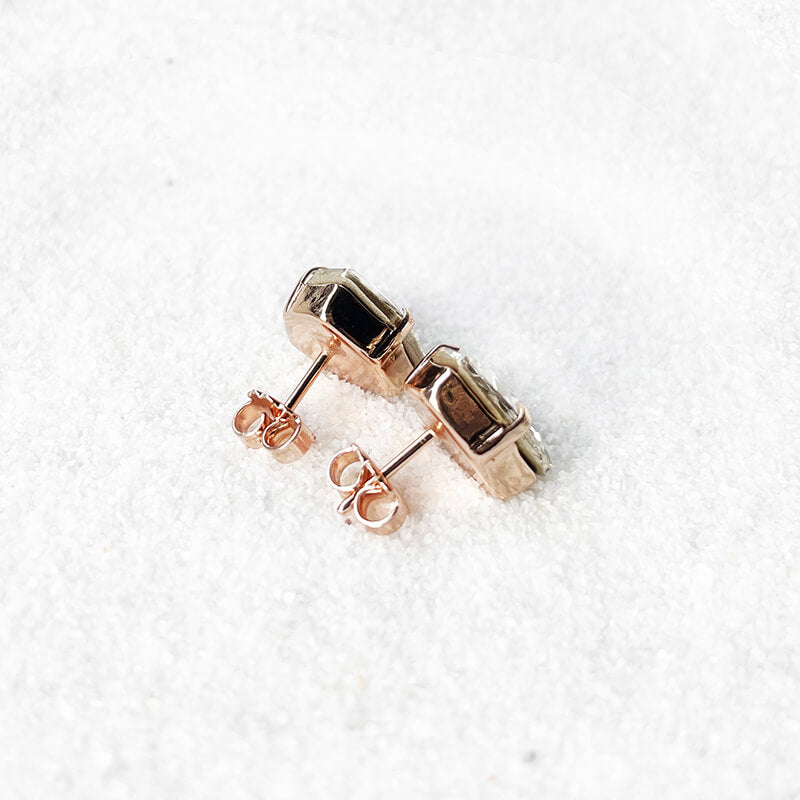 Swarovski stud earrings with rose gold plating picture of back