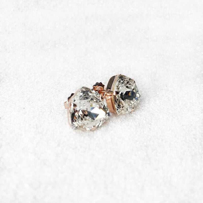 Swarovski stud earrings with rose gold plating