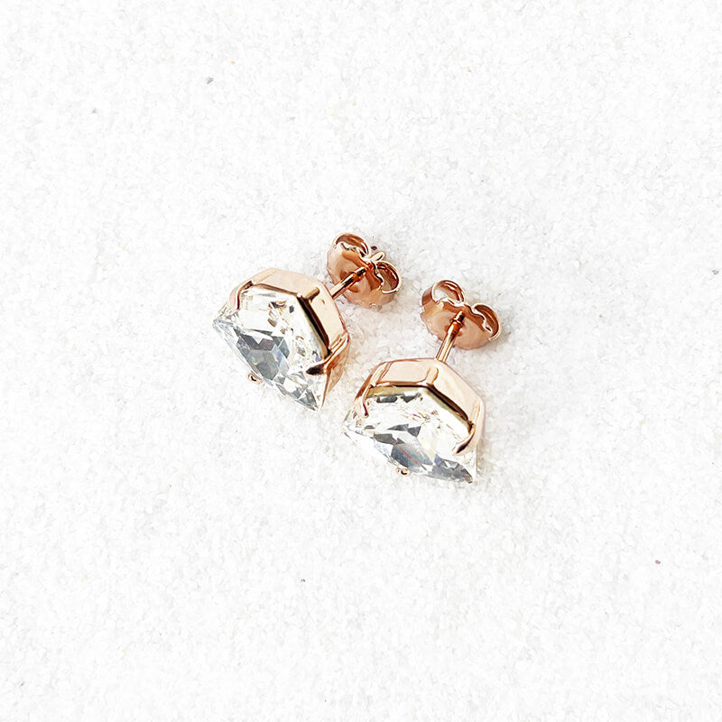 Swarovski stud earrings with rose gold plating top picture