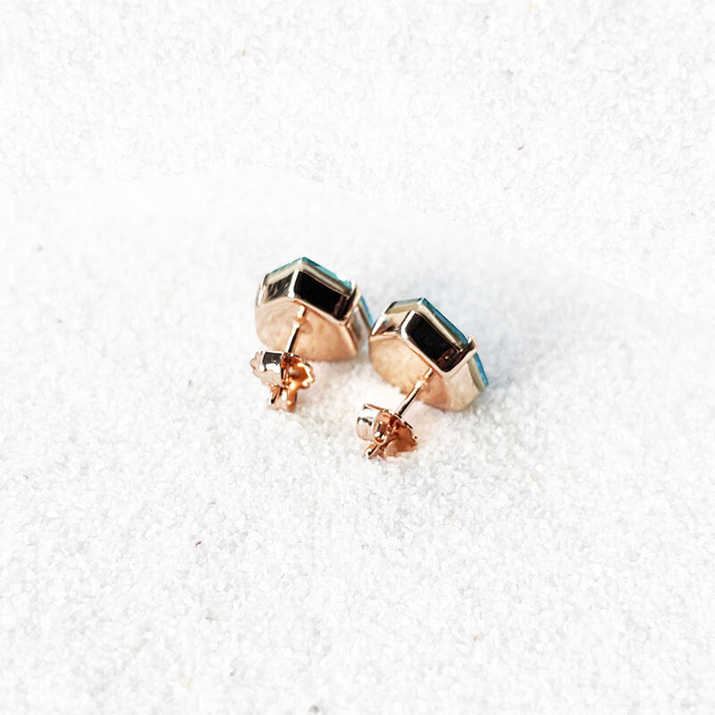 Aquamarine stud earrings rose gold finish