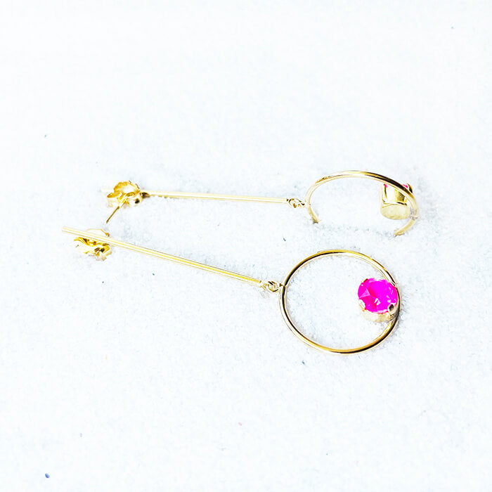 gold dangle earrings with hot pink swarovski online