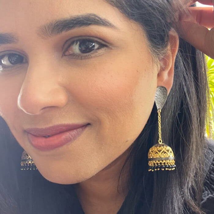 Jhumka earrings on model