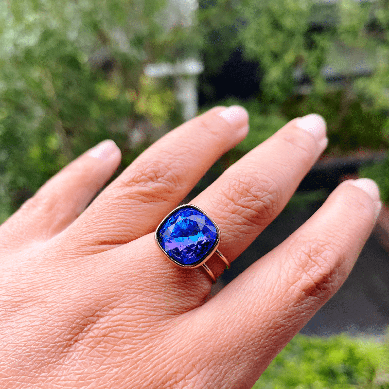 Purple Swarovski Ring Adjustable Ring Eloise Bidiliia