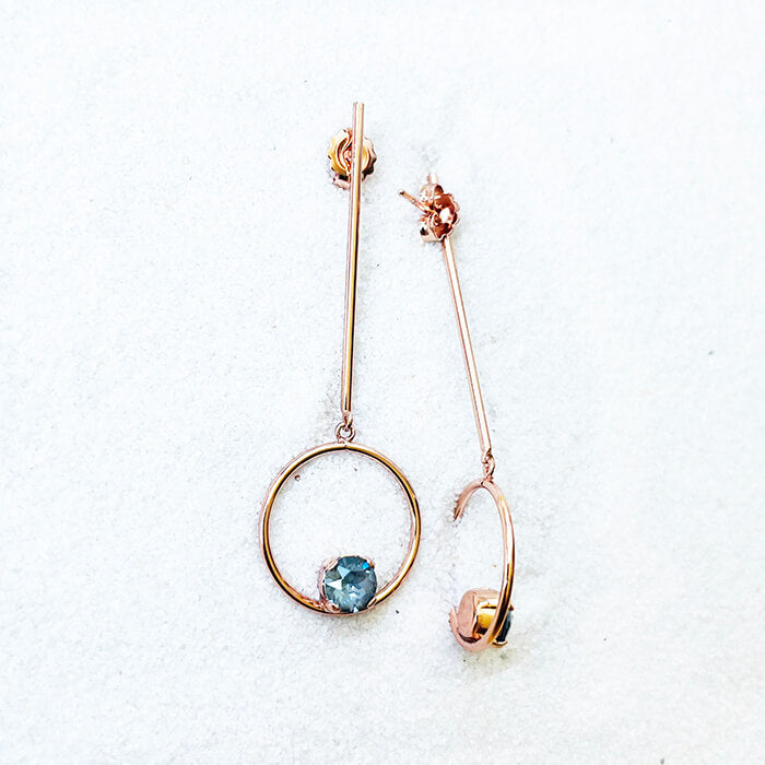 rose gold dangle earrings with grey Swarovski australia
