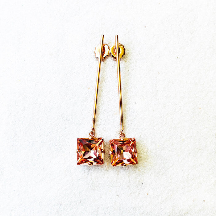 rose gold dangle earrings with light rose Swarovski unique