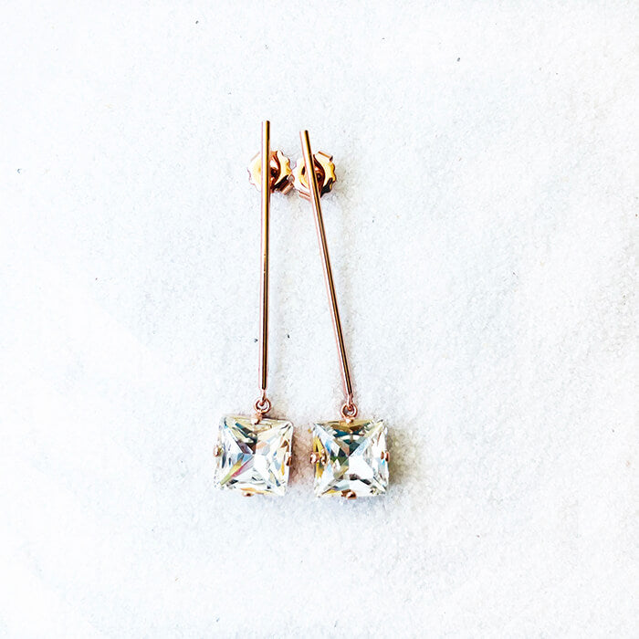 rose gold dangle earrings with clear Swarovski Australia