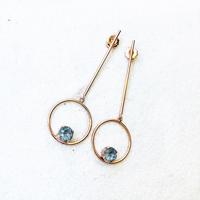 rose gold dangle earrings with grey Swarovski