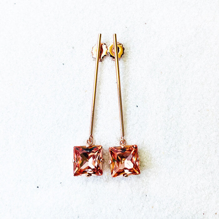 rose gold dangle earrings with light rose Swarovski online