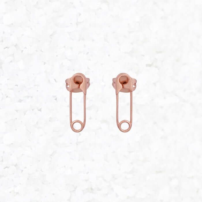 safety pin earrings rose gold 