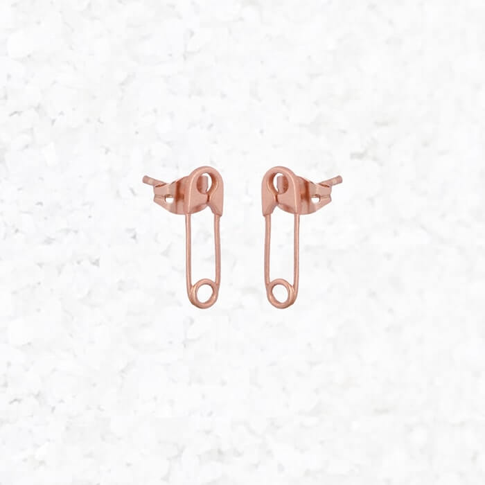 safety pin earrings rose gold  