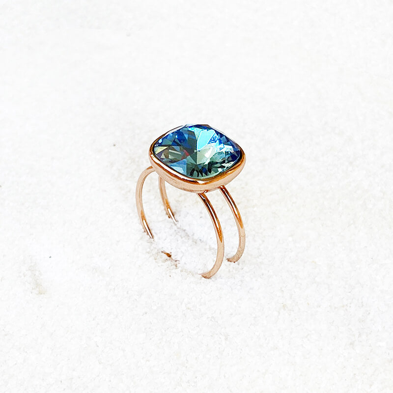 blue Swarovski crystal ring