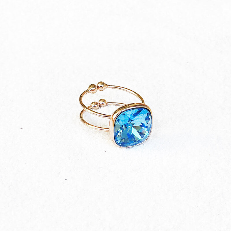 blue Swarovski crystal ring adjustable 
