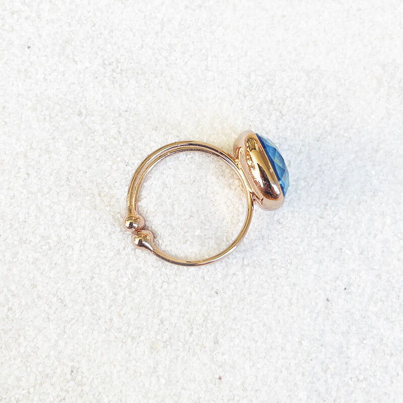 blue Swarovski crystal ring adjustable 