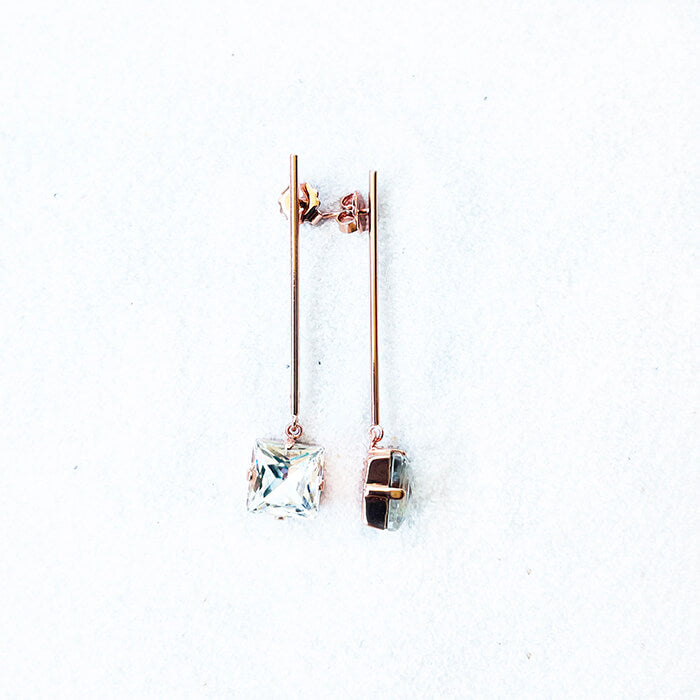 rose gold dangle earrings with clear Swarovski online