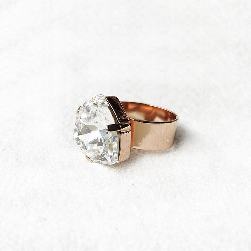 Swarovski ring finished in rose gold