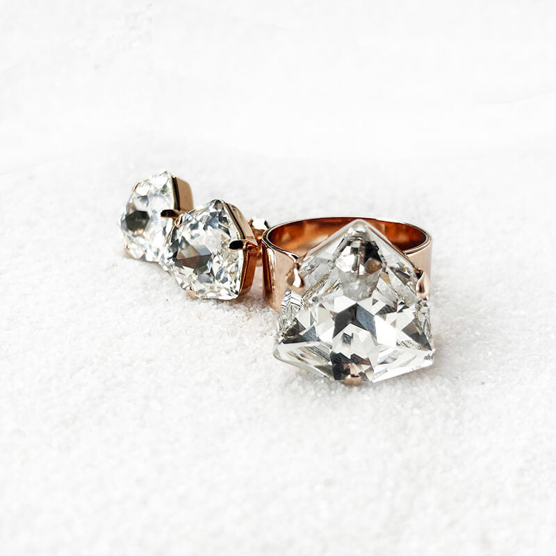 Swarovski ring and stud earrings