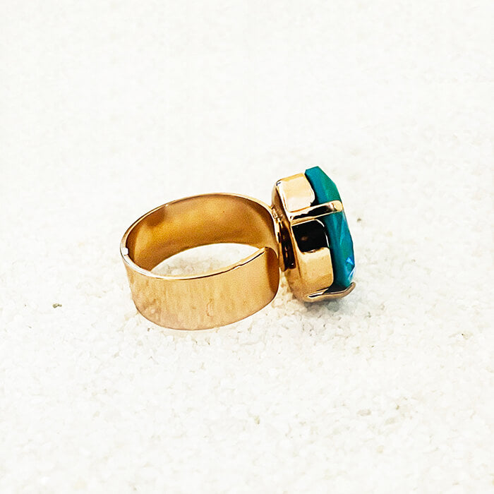 Blue Swarovski Crystal Ring rose gold 