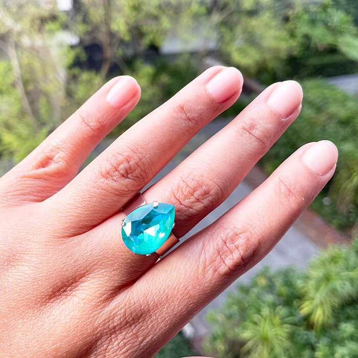 Aquamarine Crystal Ring, Emerald Cut Swarovski Ring, Rhinestone Square Gold  Ring, Gift for woman, Wedding jewelry,… | Crystal rings, Swarovski ring,  Gold rings gift