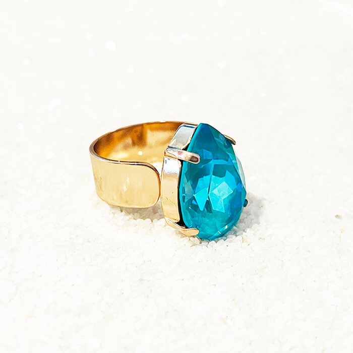 Blue Swarovski Crystal Ring adjustable