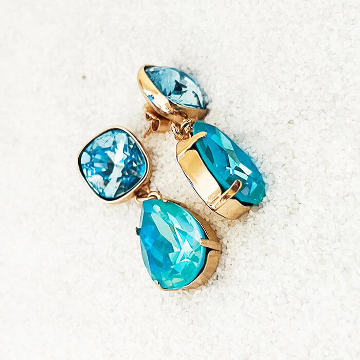 Blue Swarovski Earrings Side view