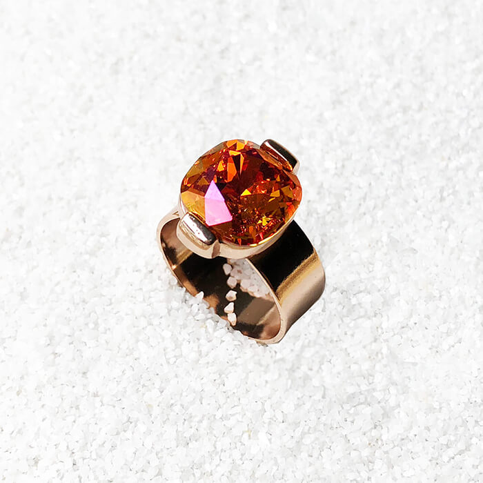 pink orange swarovski crystal statement ring 