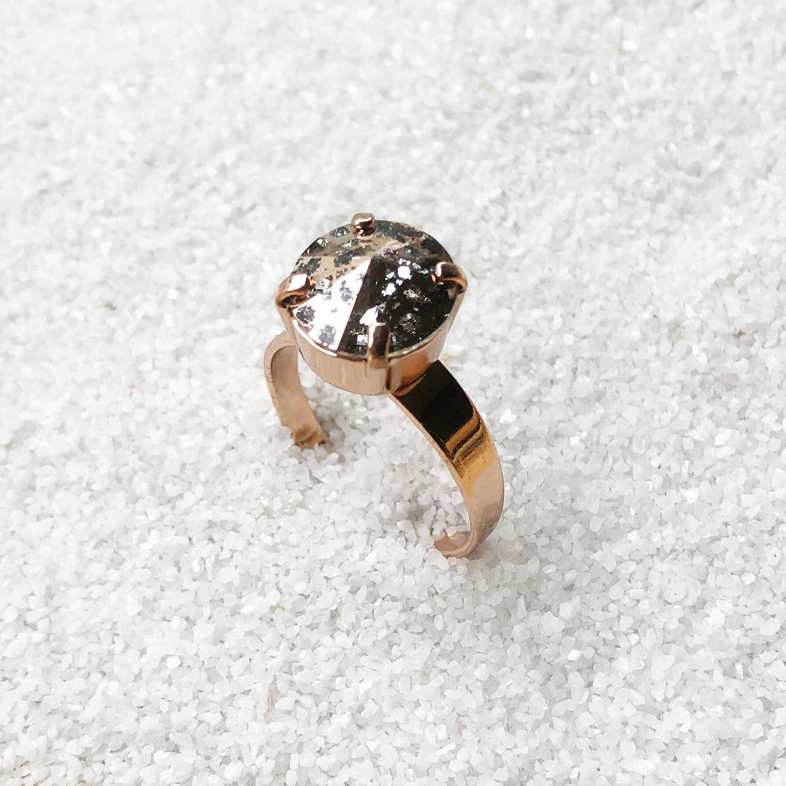 rose gold and rose gold patina fashion cocktail ring elegant jewellery