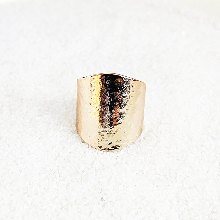 Hammered Rose Gold Ring close up 
