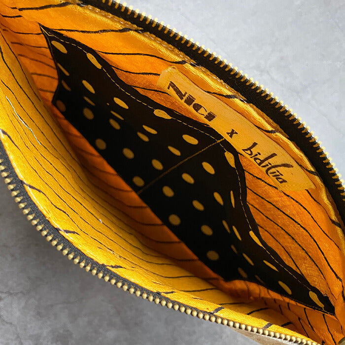 Bees Hand Embroidered on bag handmade all cotton bag with black and yellow printed lining 