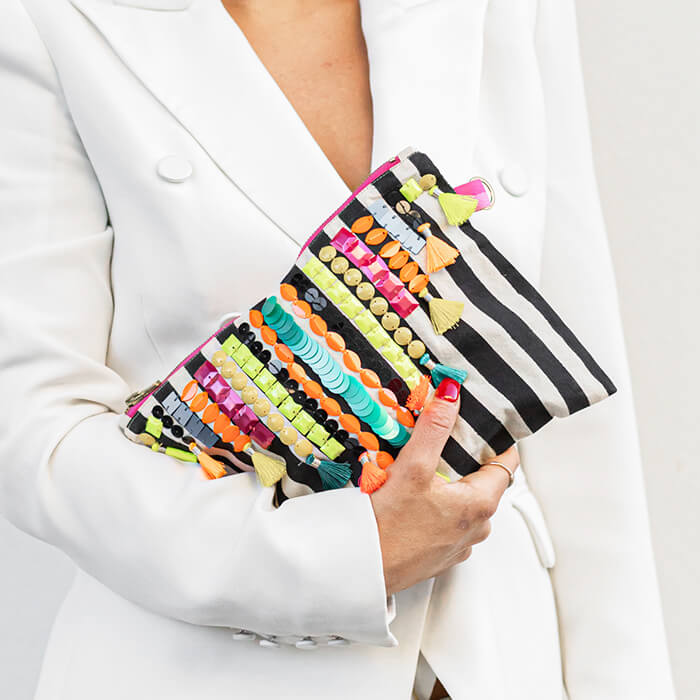 hand embroidered bag | quirky sequin designer bag size reference 