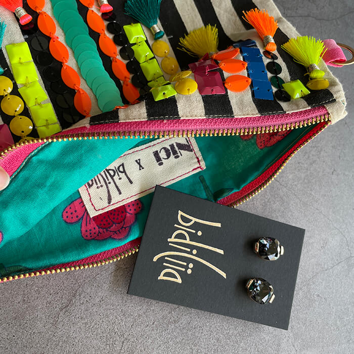 hand embroidered bag | quirky sequin designer bag details 