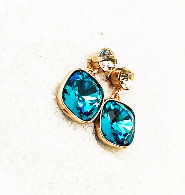 Indicolite Swarovski drop earrings Australia