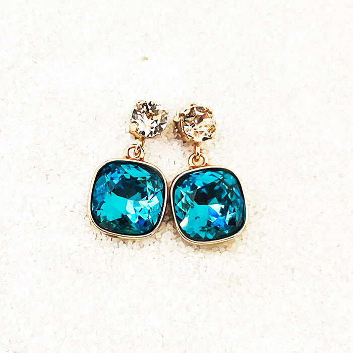 Indicolite Swarovski drop earrings 