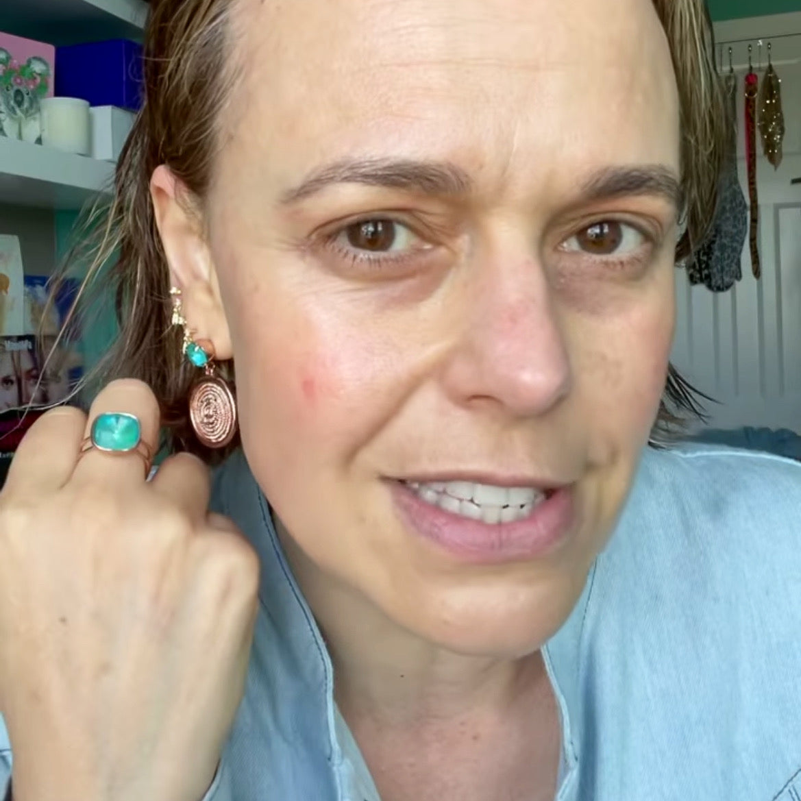 Mia Freedman in Bidiliia Swarovski Earrings and Ring