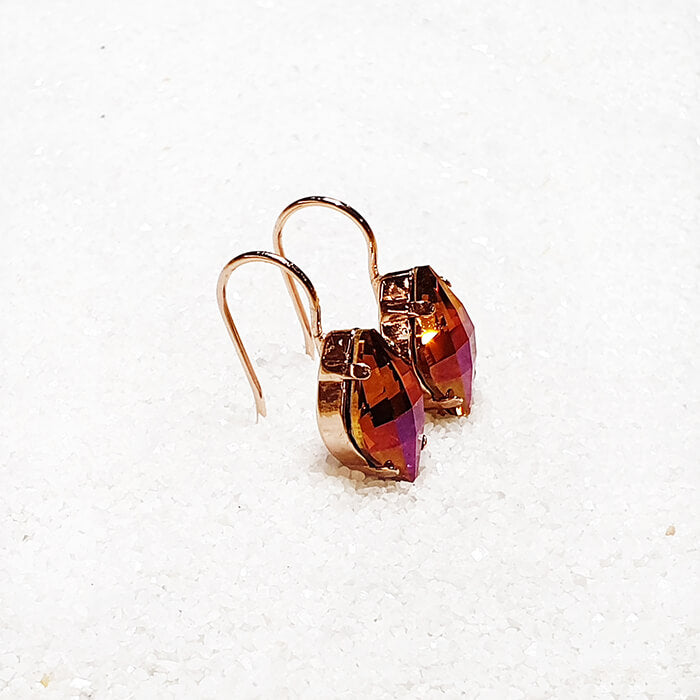 Orange Swarovski Crystal Earrings Side Angle