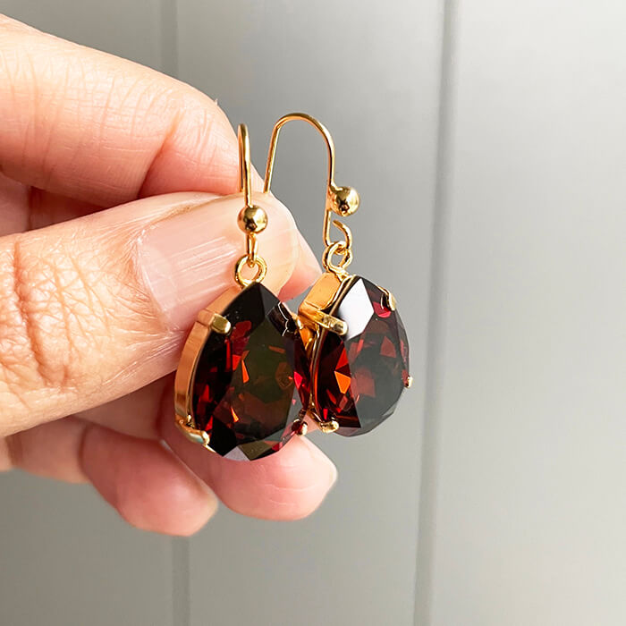Pear Drop Earrings with Amber Swarovskis elegant