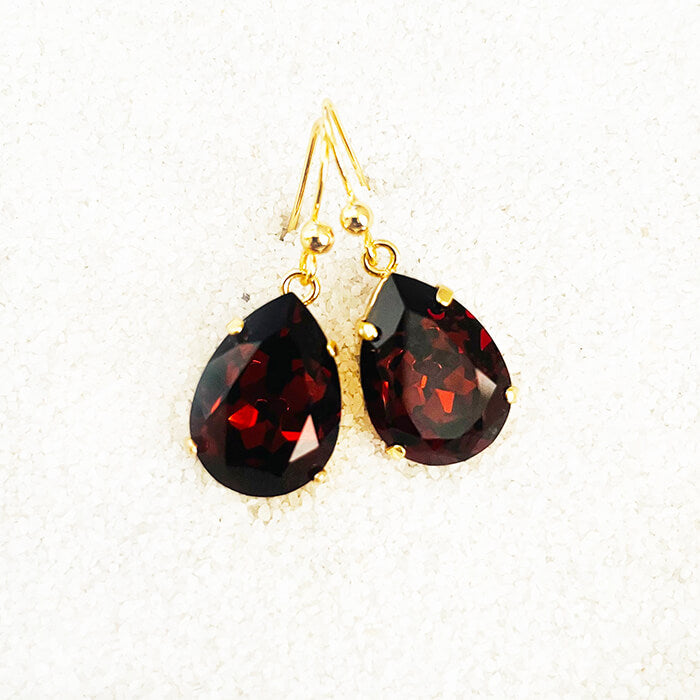 Pear Drop Earrings with Amber Swarovskis Australia