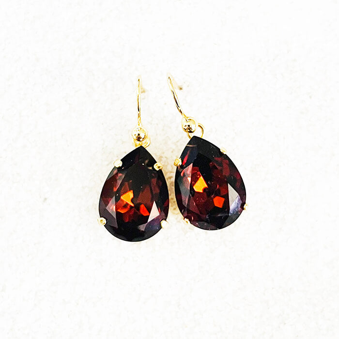 Pear Drop Earrings with Amber Swarovskis 