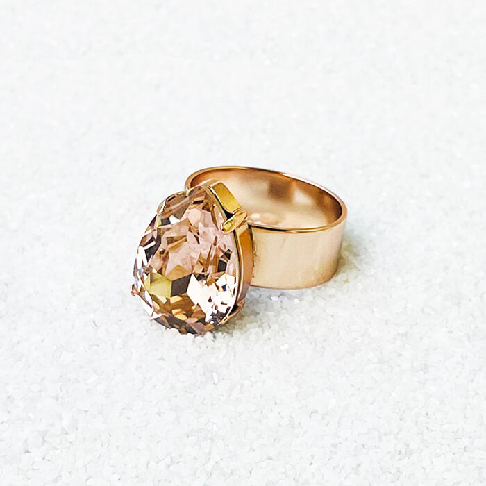 Rose Gold Swarovski RIng pear shaped swarovski