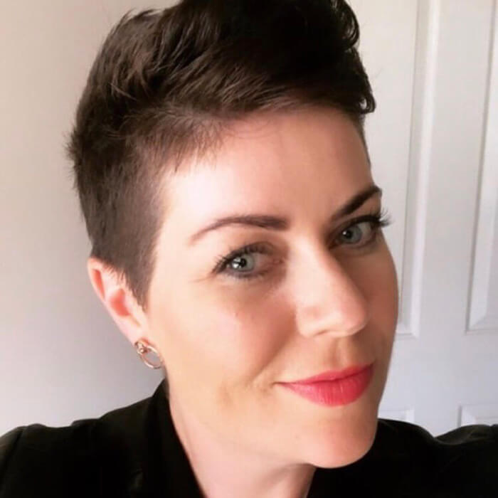 Rose Gold stud earrings with swarovski on model