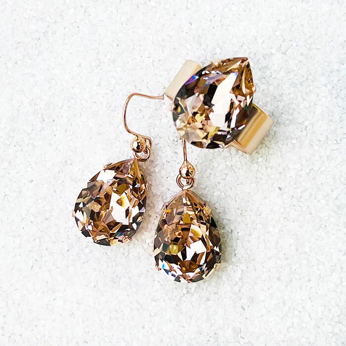 Swarovski Rose Gold Earrings and Ring
